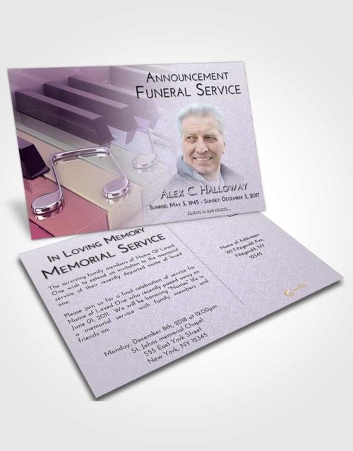 Funeral Announcement Card Template Lavender Sunrise Piano Keys