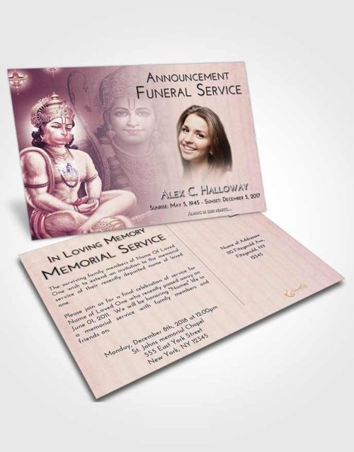 Funeral Announcement Card Template Lavender Sunrise Ram Bhakth Hanuman