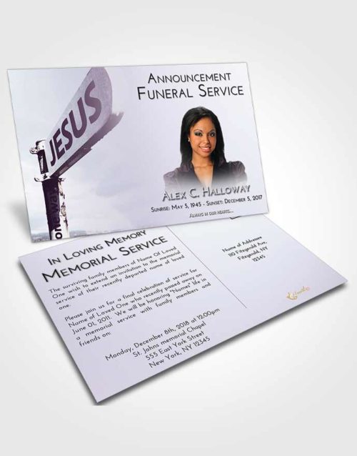 Funeral Announcement Card Template Lavender Sunrise Road to Jesus
