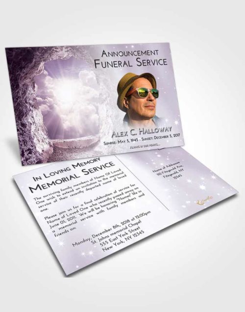 Funeral Announcement Card Template Lavender Sunrise Rocky Gates to Heaven