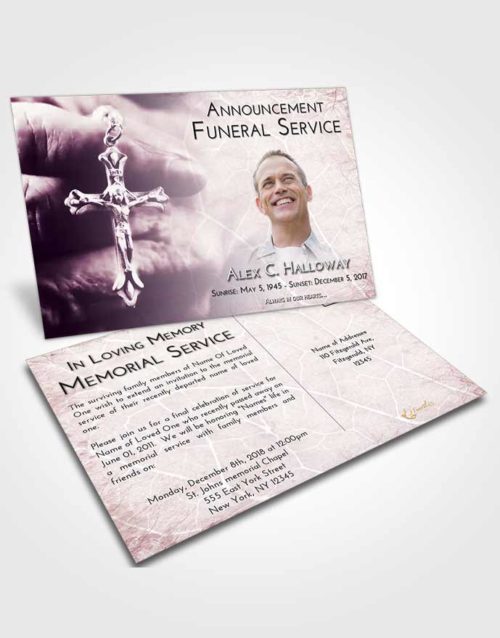 Funeral Announcement Card Template Lavender Sunrise Rosary Life