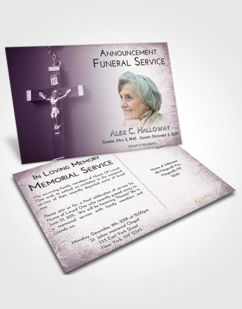 Funeral Announcement Card Template Lavender Sunrise Rosary Love