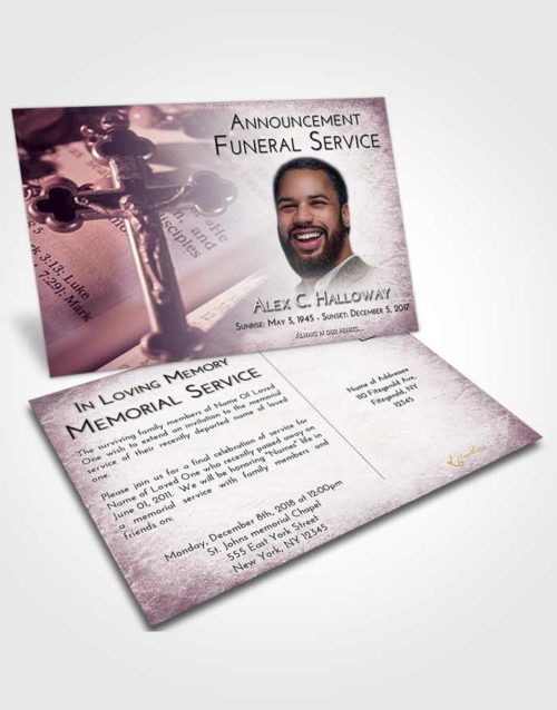 Funeral Announcement Card Template Lavender Sunrise Rosary Trust