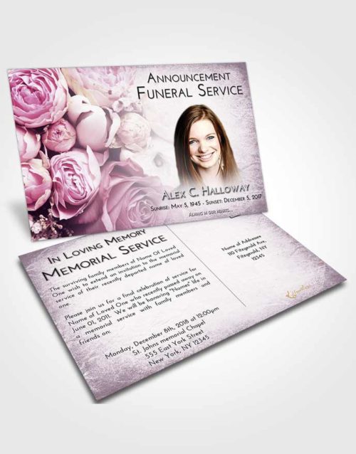 Funeral Announcement Card Template Lavender Sunrise Rose Magic