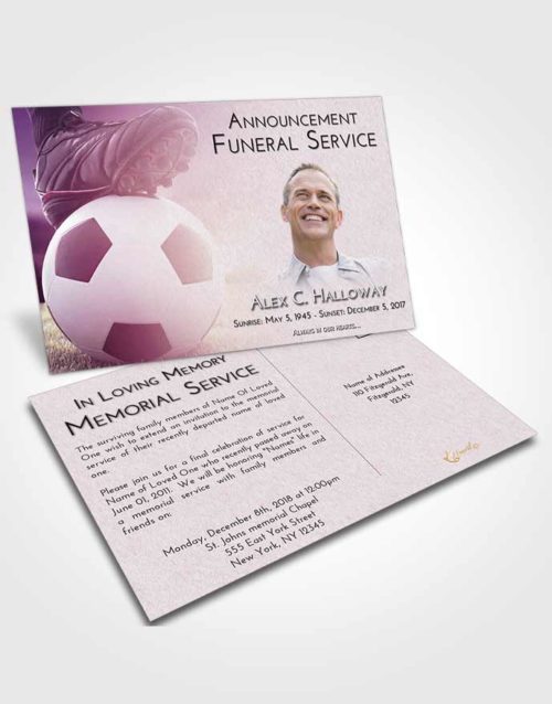 Funeral Announcement Card Template Lavender Sunrise Soccer Cleats