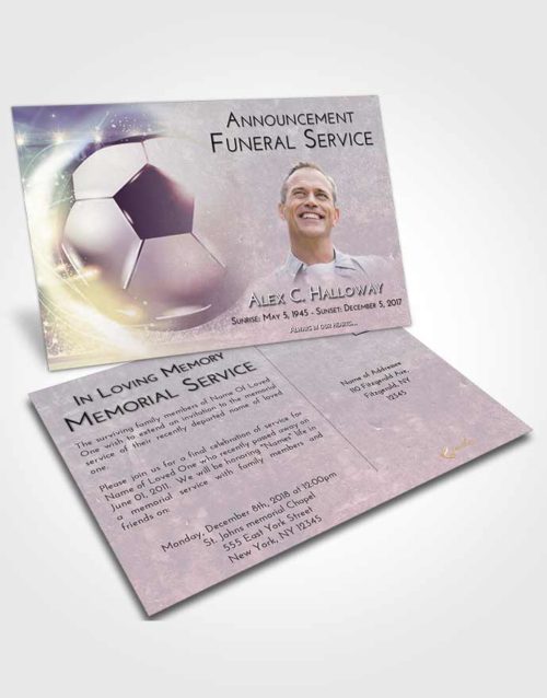 Funeral Announcement Card Template Lavender Sunrise Soccer Destiny
