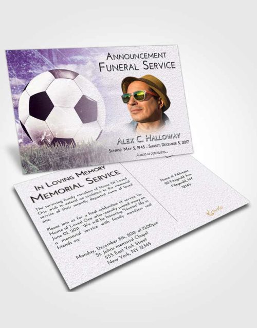 Funeral Announcement Card Template Lavender Sunrise Soccer Dreams