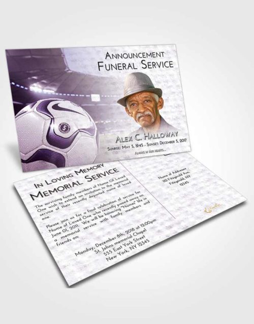 Funeral Announcement Card Template Lavender Sunrise Soccer Life