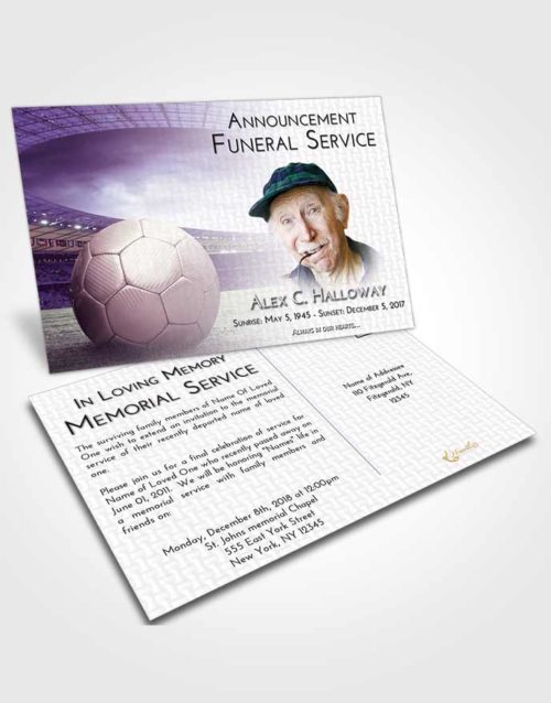 Funeral Announcement Card Template Lavender Sunrise Soccer Love
