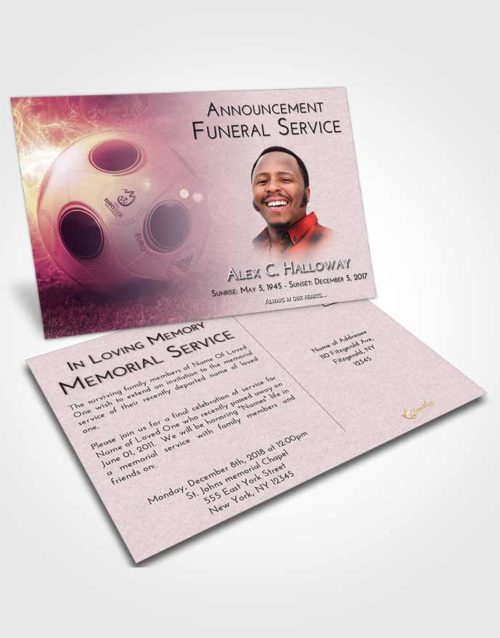Funeral Announcement Card Template Lavender Sunrise Soccer Miracle