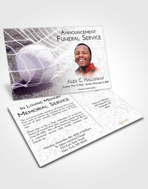 Funeral Announcement Card Template Lavender Sunrise Soccer Pride
