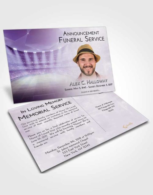 Funeral Announcement Card Template Lavender Sunrise Soccer Stadium