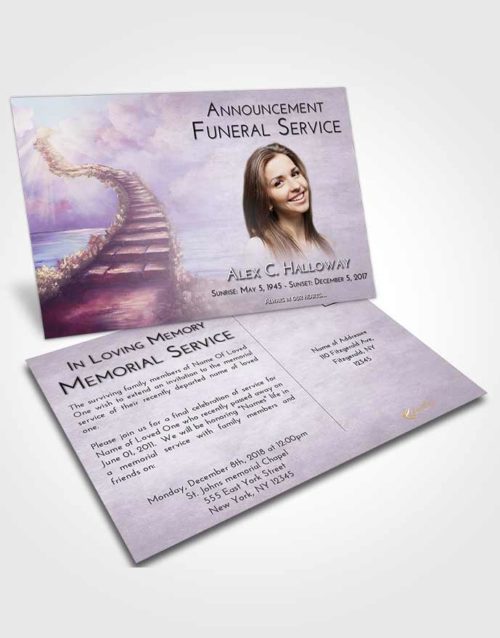 Funeral Announcement Card Template Lavender Sunrise Stairway Above