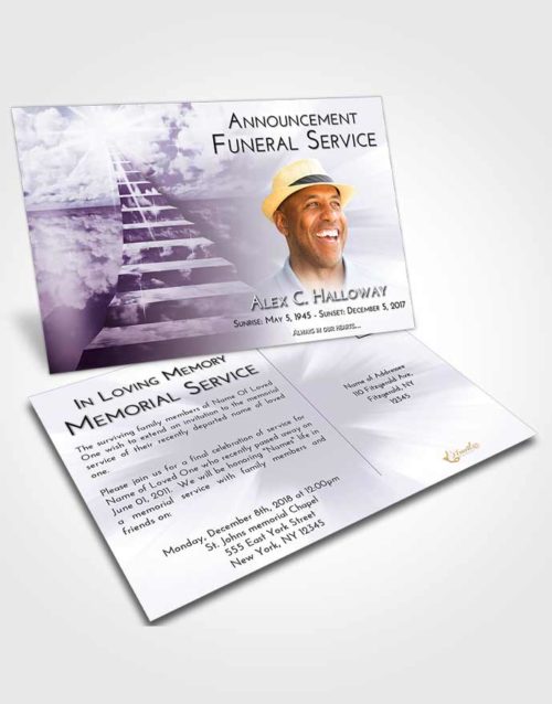Funeral Announcement Card Template Lavender Sunrise Stairway for the Soul