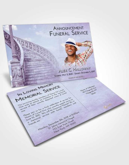 Funeral Announcement Card Template Lavender Sunrise Stairway of Love