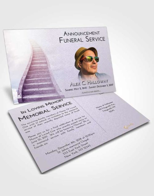 Funeral Announcement Card Template Lavender Sunrise Stairway to Bliss