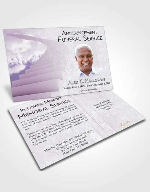 Funeral Announcement Card Template Lavender Sunrise Stairway to Divinity