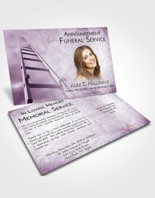 Funeral Announcement Card Template Lavender Sunrise Stairway to Forever