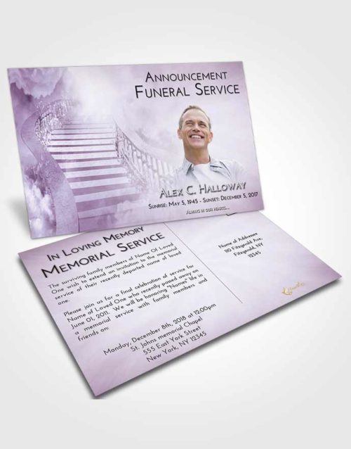 Funeral Announcement Card Template Lavender Sunrise Stairway to Freedom