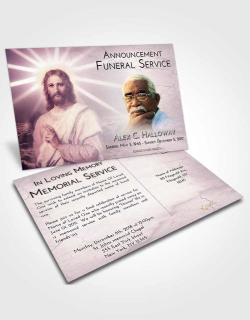 Funeral Announcement Card Template Lavender Sunrise Star of Jesus