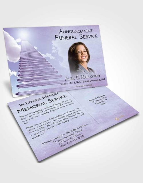 Funeral Announcement Card Template Lavender Sunrise Steps to Heaven