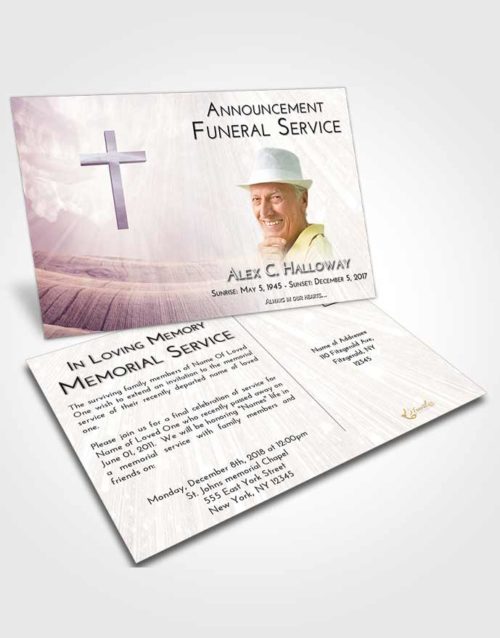 Funeral Announcement Card Template Lavender Sunrise The Cross of Life