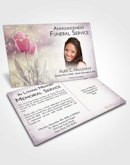 Funeral Announcement Card Template Lavender Sunrise Tulip Whisper
