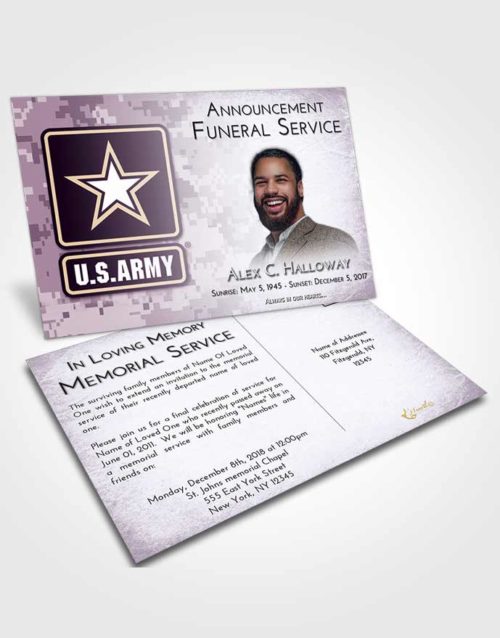 Funeral Announcement Card Template Lavender Sunrise United States Army