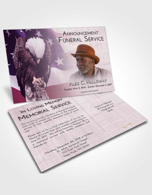 Funeral Announcement Card Template Lavender Sunrise Veterans Journey