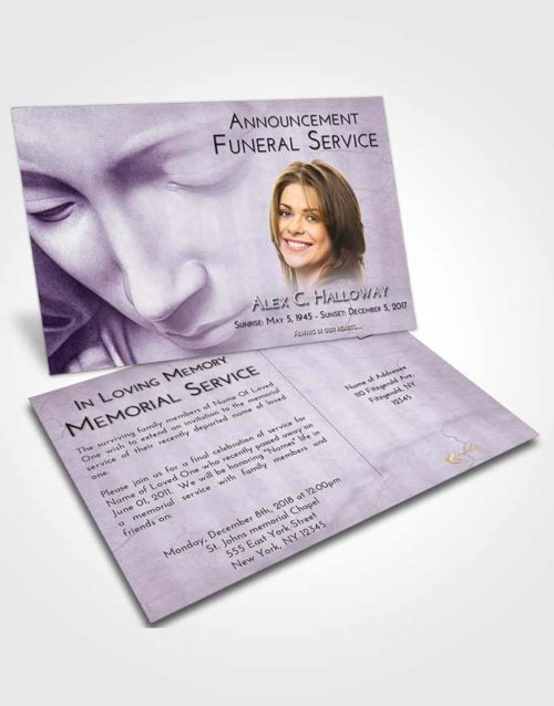 Funeral Announcement Card Template Lavender Sunrise Virgin Mary