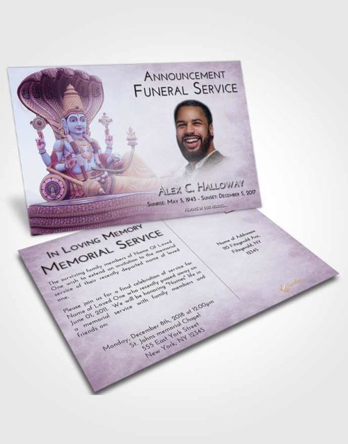 Funeral Announcement Card Template Lavender Sunrise Vishnu Desire