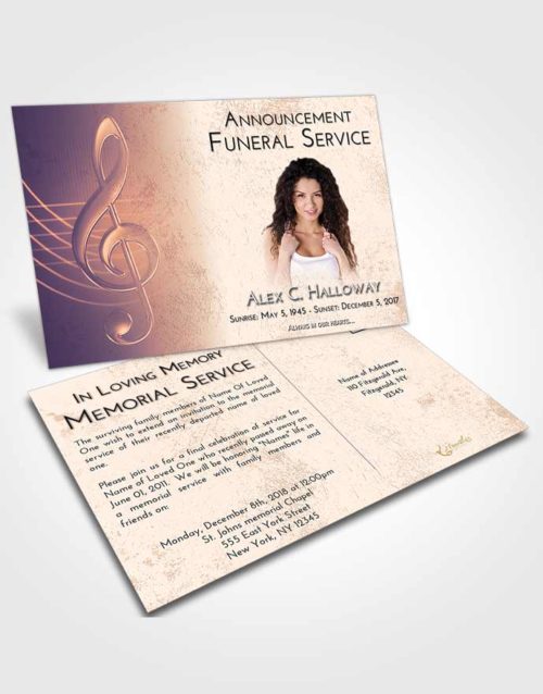 Funeral Announcement Card Template Lavender Sunset Allegro