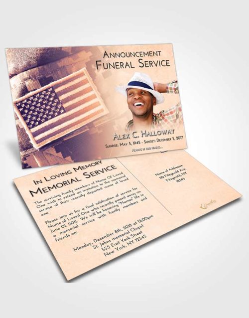 Funeral Announcement Card Template Lavender Sunset Army Days