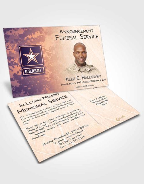 Funeral Announcement Card Template Lavender Sunset Army Duty