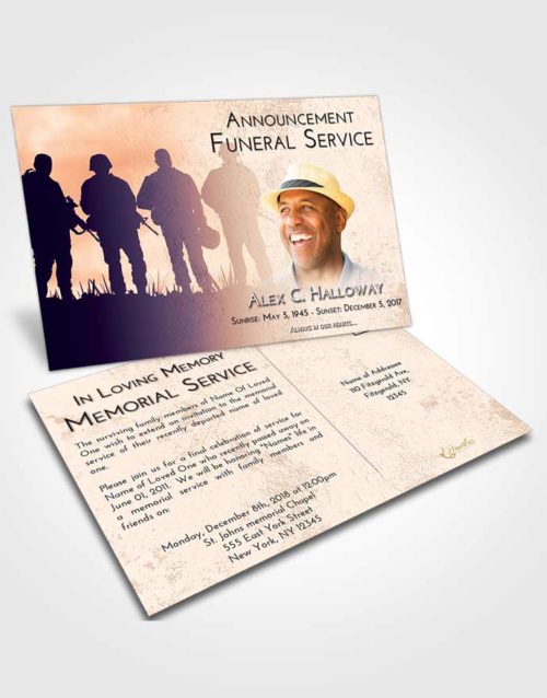 Funeral Announcement Card Template Lavender Sunset Army Faith