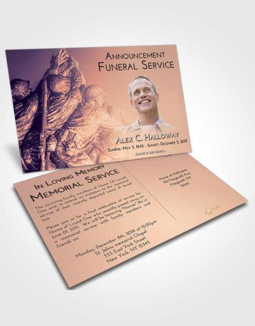 Funeral Announcement Card Template Lavender Sunset Army Grit