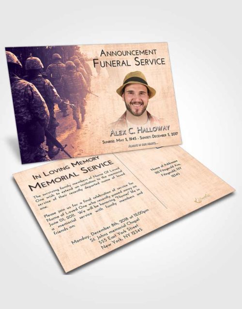 Funeral Announcement Card Template Lavender Sunset Army March