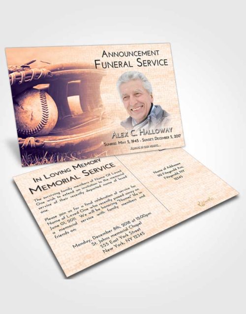 Funeral Announcement Card Template Lavender Sunset Baseball Tranquility