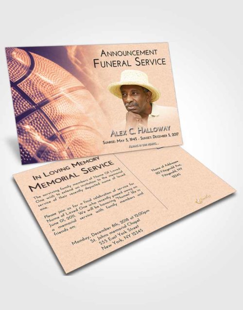 Funeral Announcement Card Template Lavender Sunset Basketball Fame