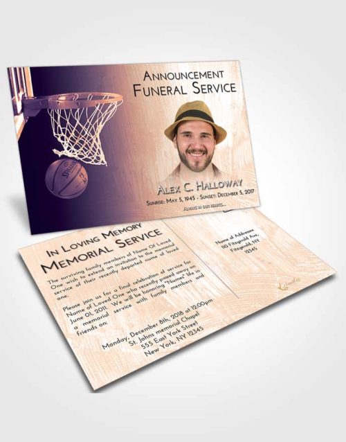 Funeral Announcement Card Template Lavender Sunset Basketball Journey