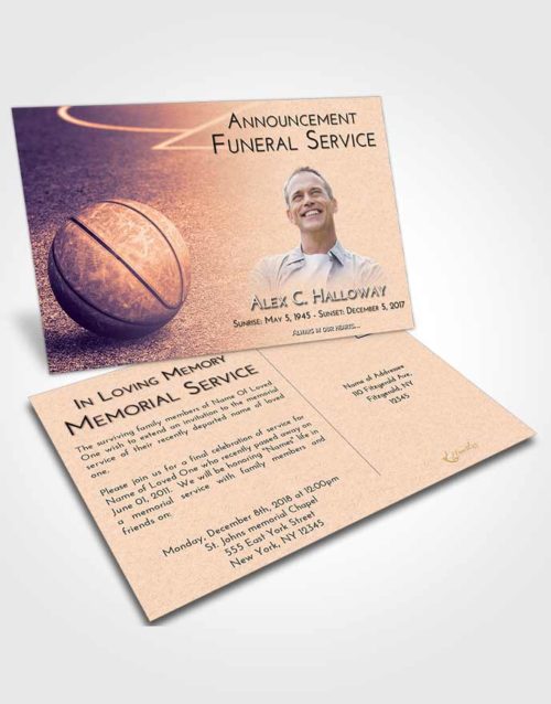 Funeral Announcement Card Template Lavender Sunset Basketball Love