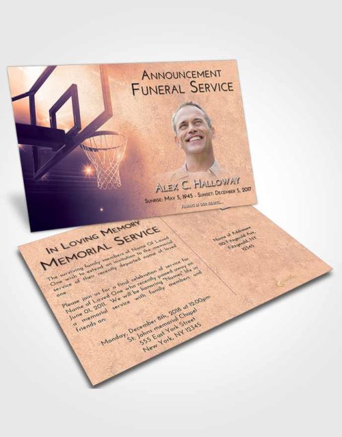 Funeral Announcement Card Template Lavender Sunset Basketball Pride