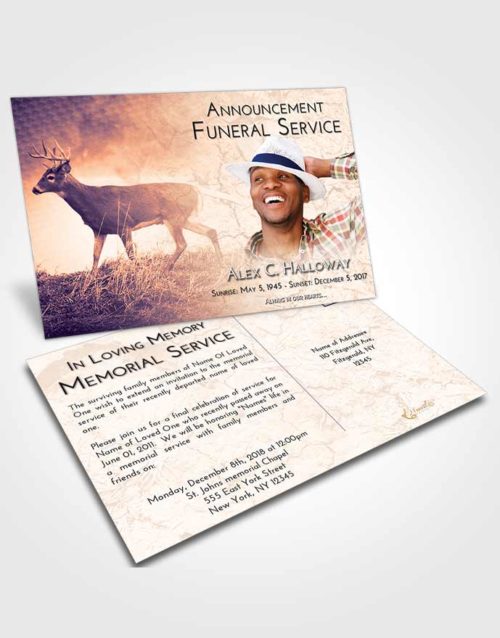 Funeral Announcement Card Template Lavender Sunset Deer Game