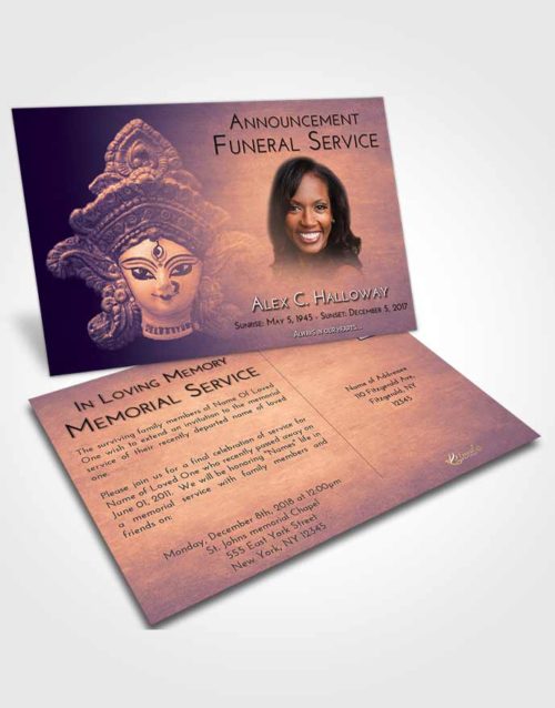 Funeral Announcement Card Template Lavender Sunset Durga Surprise