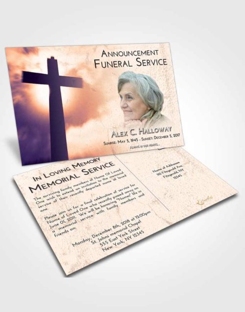 Funeral Announcement Card Template Lavender Sunset Faith in the Cross