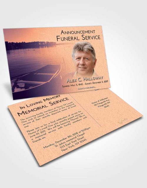 Funeral Announcement Card Template Lavender Sunset Fishing Boat