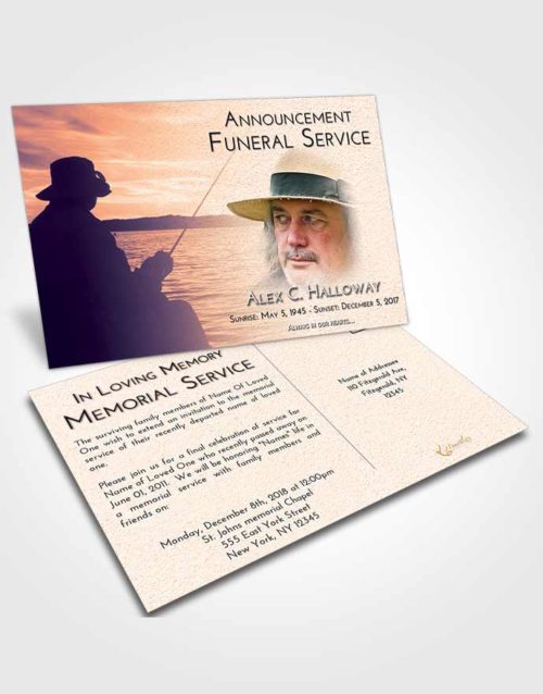 Funeral Announcement Card Template Lavender Sunset Fishing Desire
