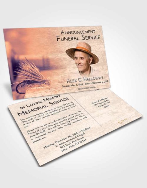 Funeral Announcement Card Template Lavender Sunset Fishing Serenity