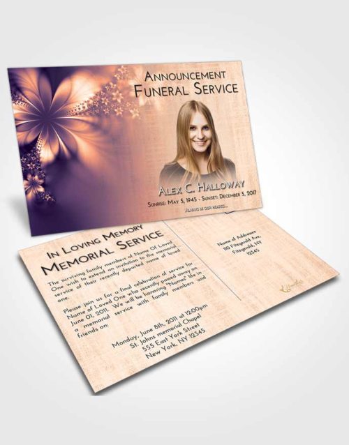 Funeral Announcement Card Template Lavender Sunset Floral Lust