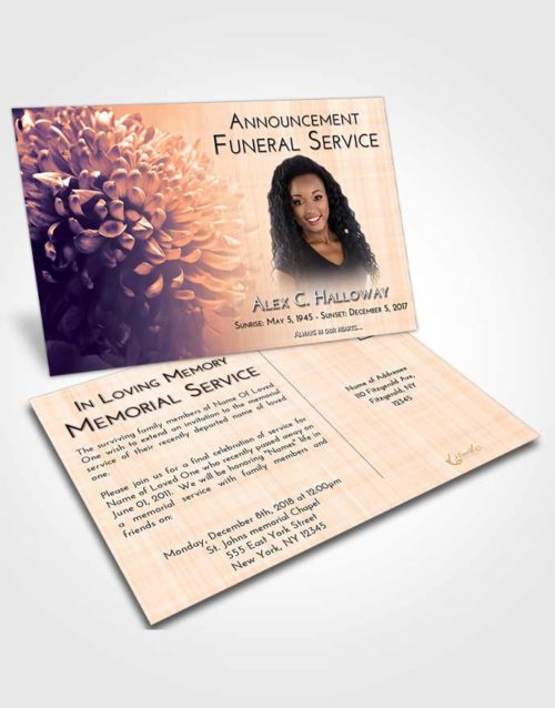 Funeral Announcement Card Template Lavender Sunset Floral Morning